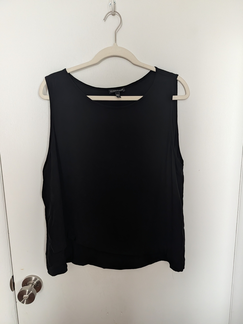 Eileen Fisher Black Sleeveless Crewneck Shell Top